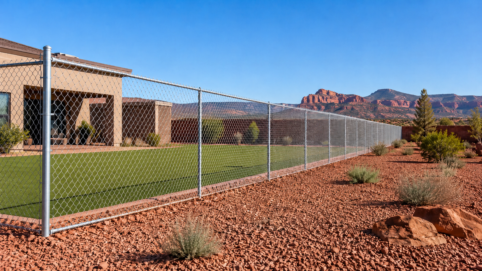 Chain link fence installation in Southern Utah